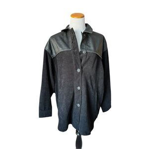 Zara Cord Shacket with Faux Leather and Stud Detail